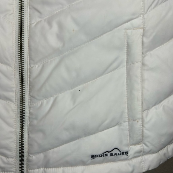 Women’s Size Small White Puffer Vest Eddie Bauer Premium Goose Down Nordic Style - Picture 5 of 16